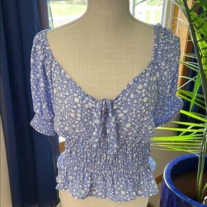Sienna Sky Blue Patterned Blouse